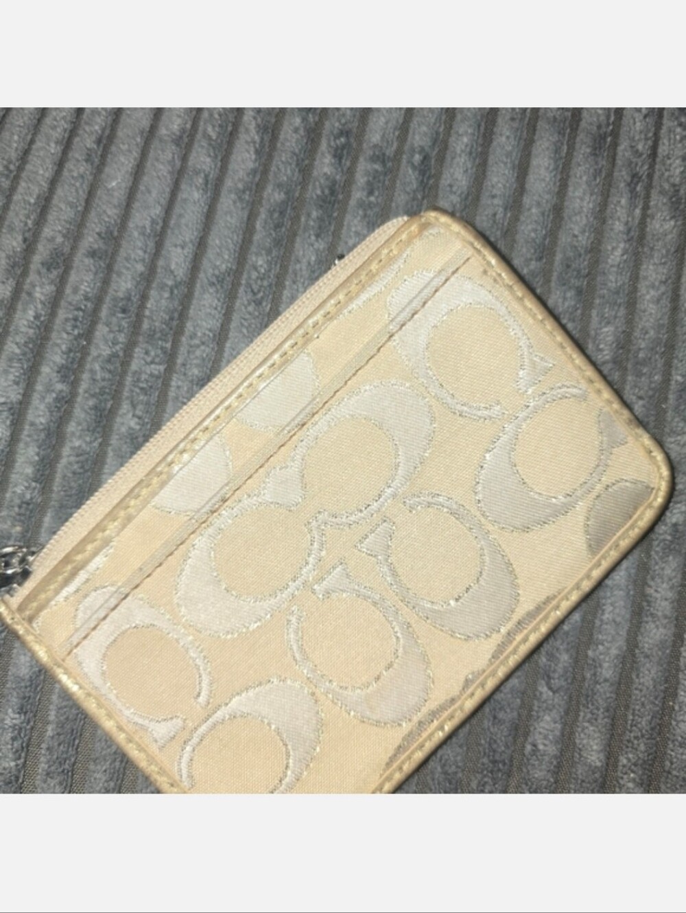 Rare Coach Poppy Signature C Zip Card Holder w/Fob GUC - Picture 7 of 8